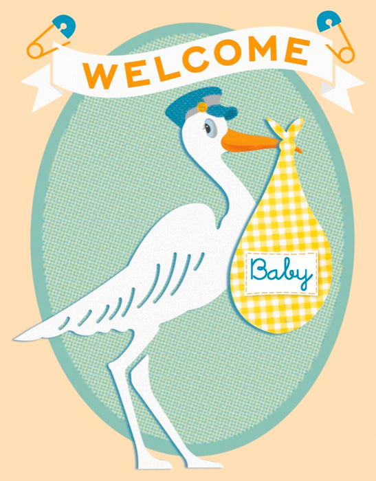 Vintage Stork-Welcome Baby