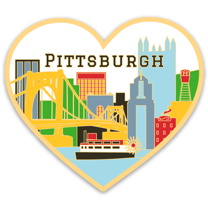 Die Cut Sticker - Pittsburgh Skyline Heart