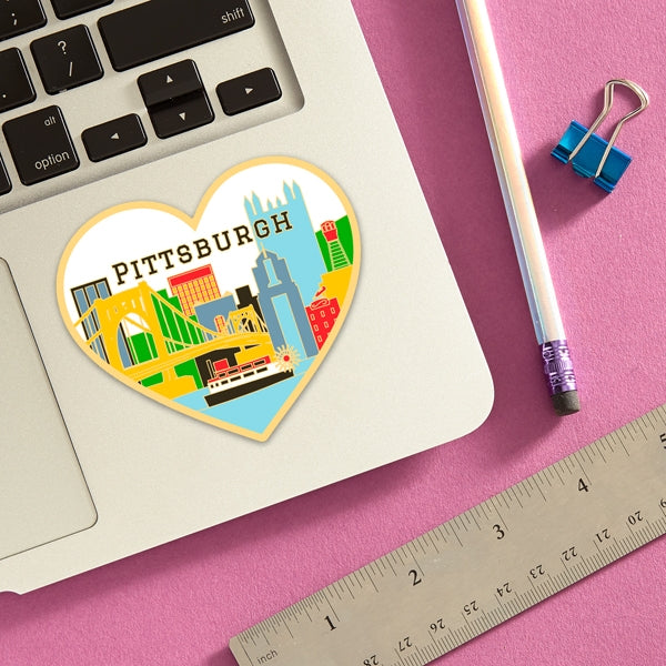 Die Cut Sticker - Pittsburgh Skyline Heart