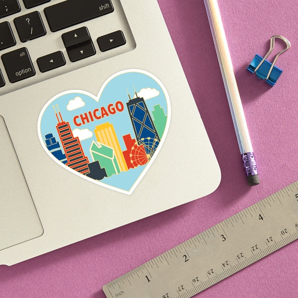 Die Cut Sticker - Chicago Skyline Heart