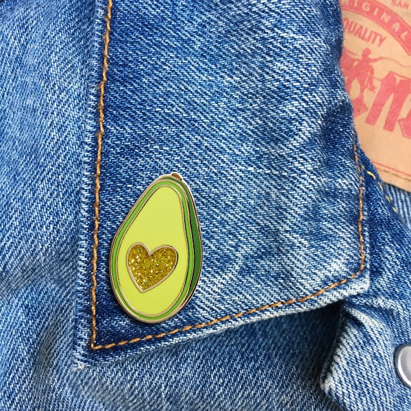Pin - Avocado Glitter Heart
