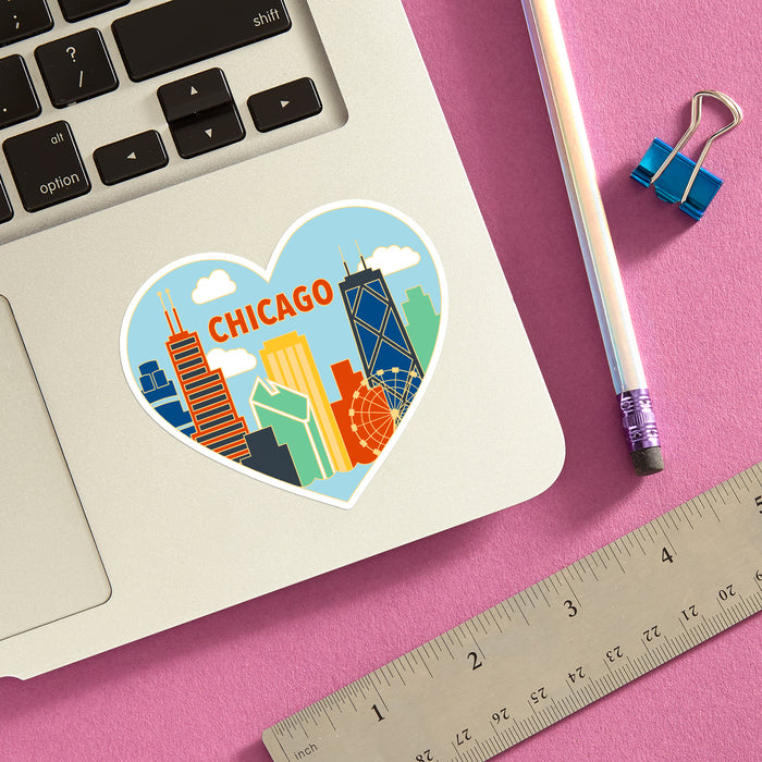 Die Cut Sticker - Chicago Skyline Heart