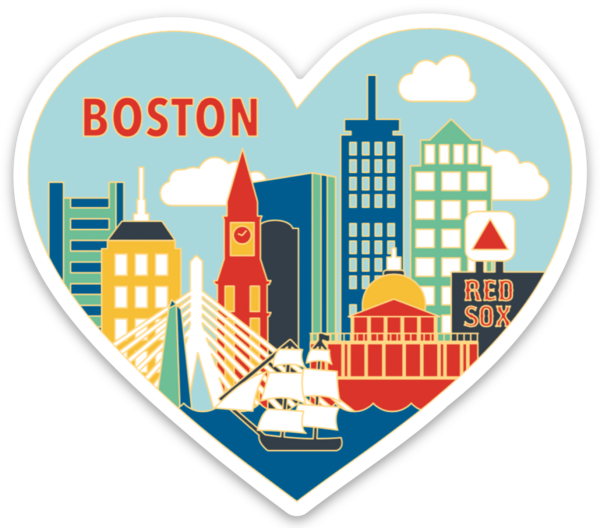Die Cut Sticker - Boston Skyline Heart