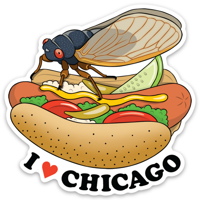 Die Cut Sticker - Cicada Chicago Hot Dog