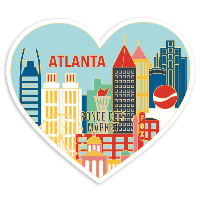 Die Cut Sticker - Atlanta Skyline Heart