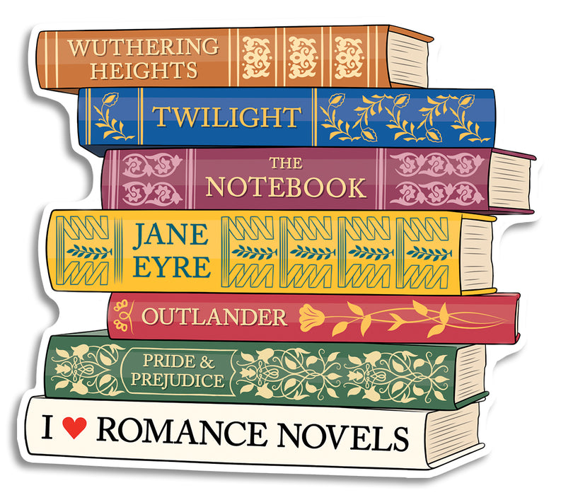 Die Cut Sticker - I Heart Romance Novels Book Stack