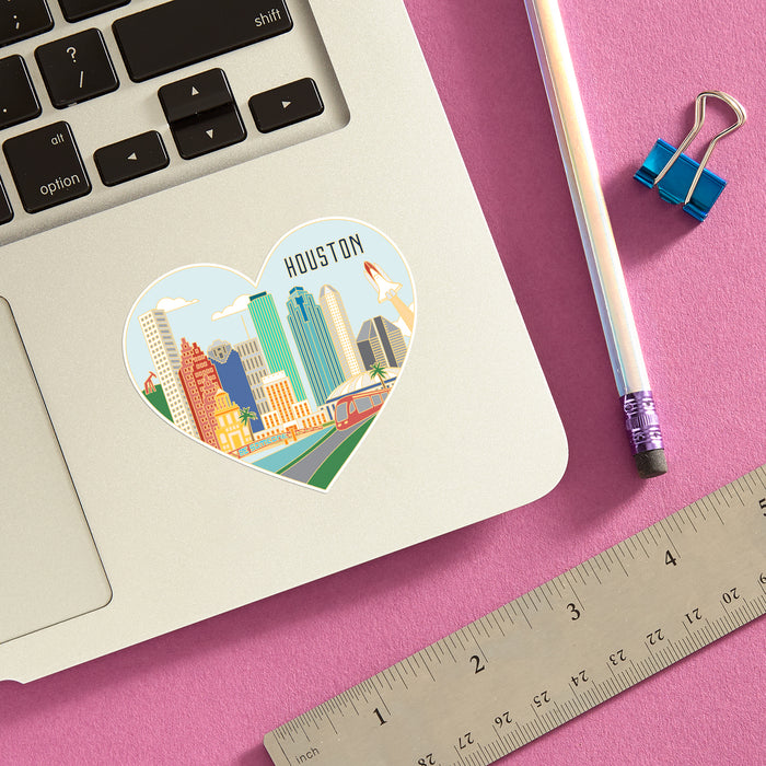 Die Cut Sticker - Houston Skyline Heart