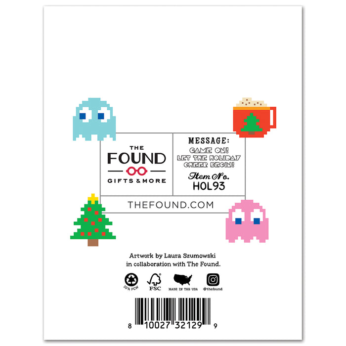 Retro Arcade Game On Happy Holidays Christmas Card