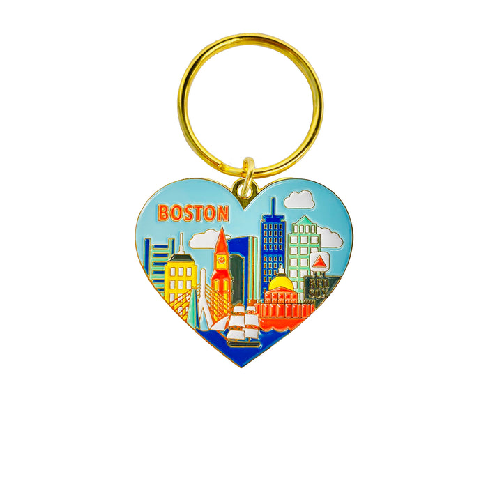 Keychain - Boston Skyline Heart