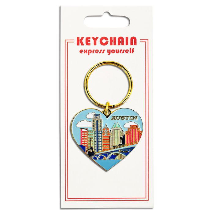 Keychain - Austin Texas Skyline Heart