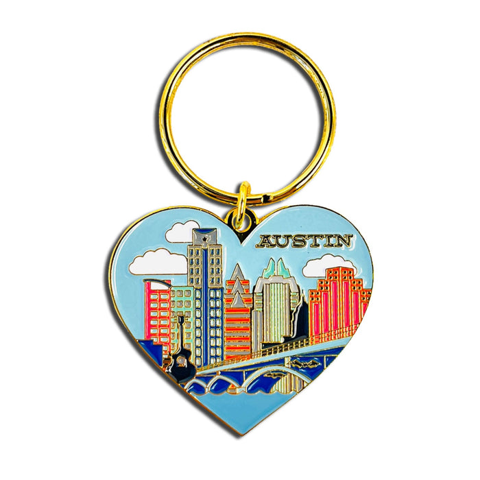 Keychain - Austin Texas Skyline Heart