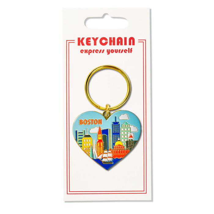 Keychain - Boston Skyline Heart