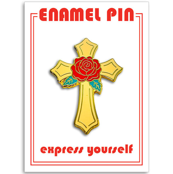 Pin - Cross with Rose Historical/Religious Symbols