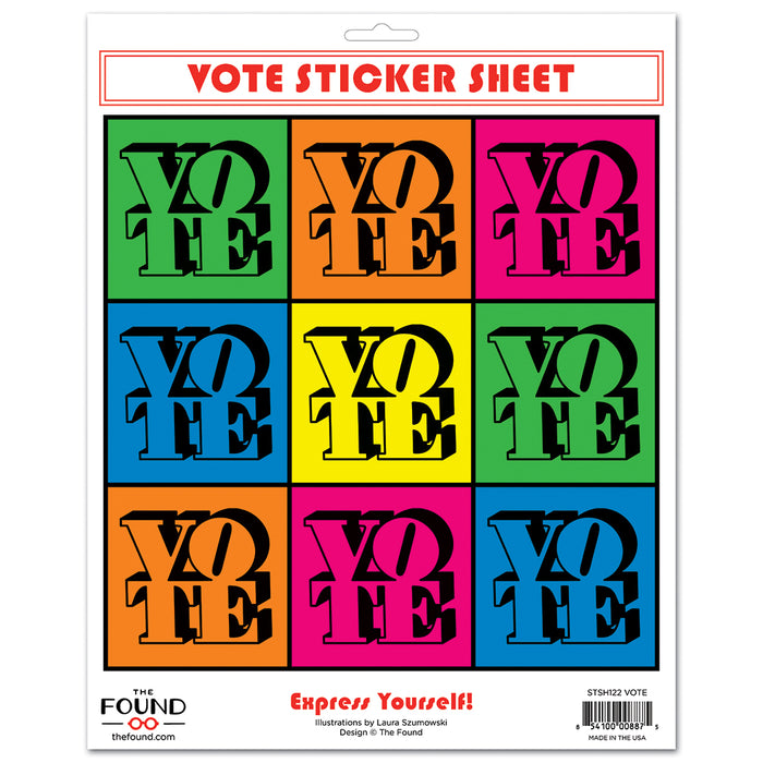 Sticker Sheet - VOTE Neon Squares