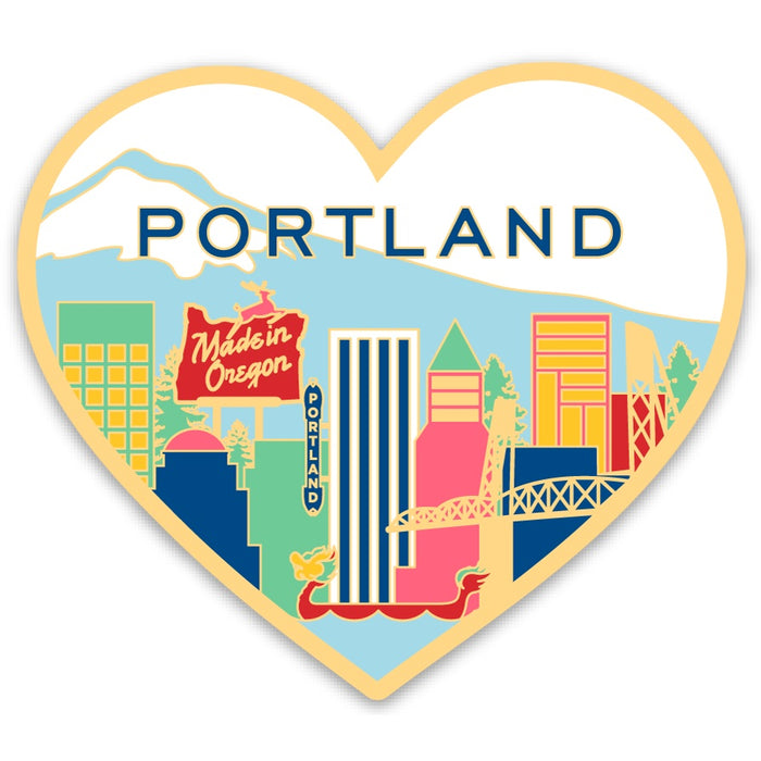 Die Cut Sticker - Portland Skyline Heart