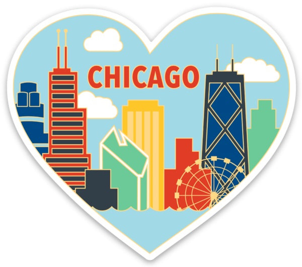 Die Cut Sticker - Chicago Skyline Heart