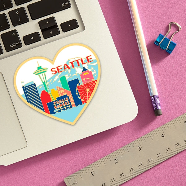 Die Cut Sticker - Seattle Skyline Heart