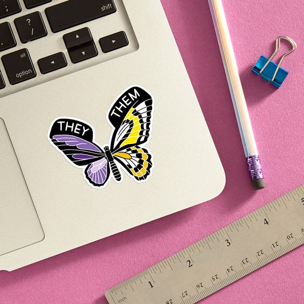 Die Cut Sticker - They/Them Trans Butterfly
