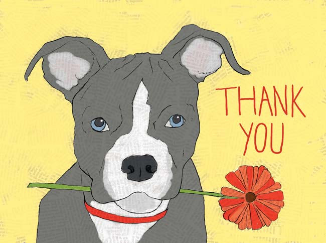 Dog with Flower Thank You