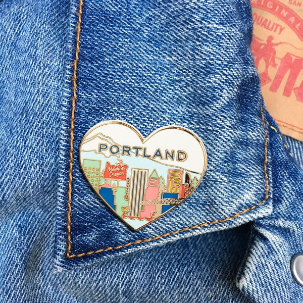 Pin - Portland Skyline Heart